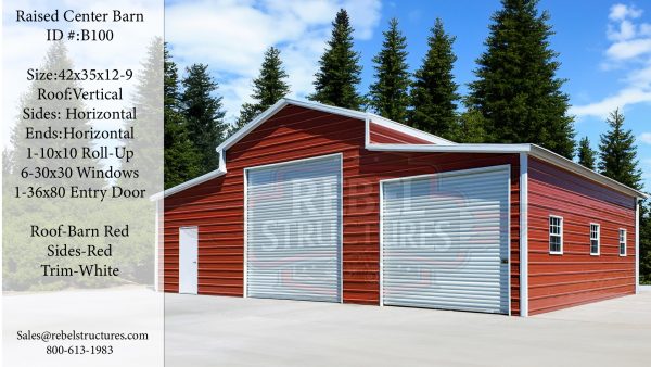 42x35x12 Steel Barn