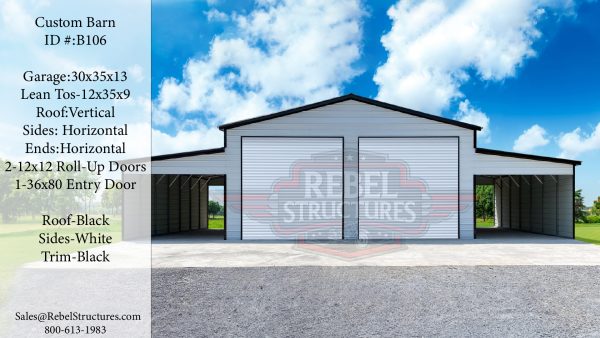54x35x12 Lean Tos Metal Garage
