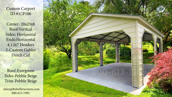 20x25x8 Custom Metal Carport