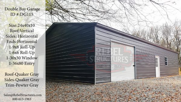 24x40x10 Double Bay Garage