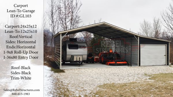 24x25x12 Garage With Lean To