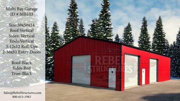 30x50x12 All Vertical MultiBay Garage
