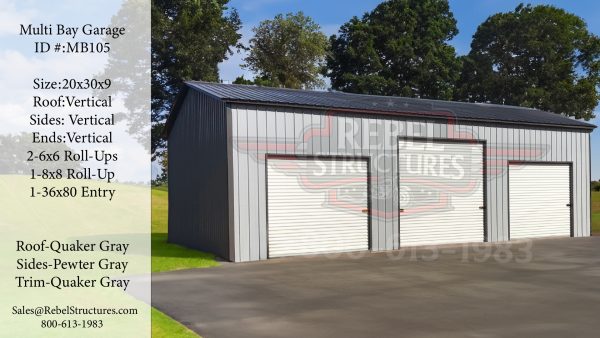 20x30x9 All Vertical MultiBay Garage