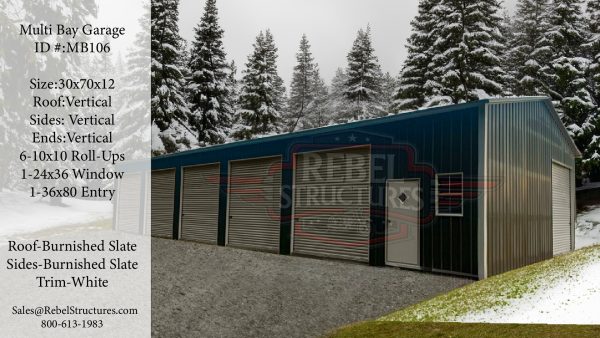 30x70x12 All Vertical MultiBay Garage