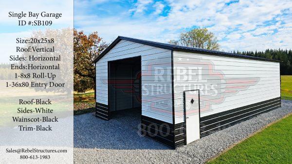 20x25x8 Single Bay Garage