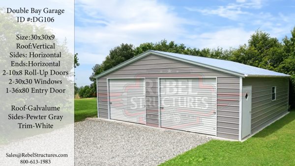 30x30x9 Double Bay Garage