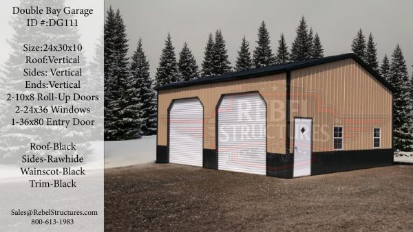 24x30x10 All Vertical Steel Garage