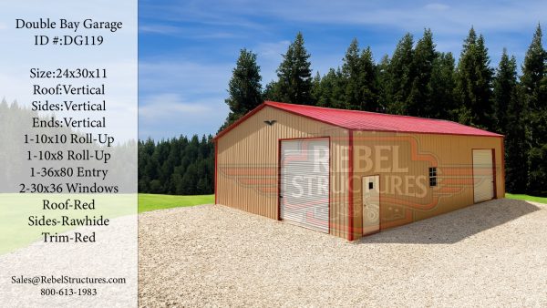 24x30x11 All Vertical Steel Garage