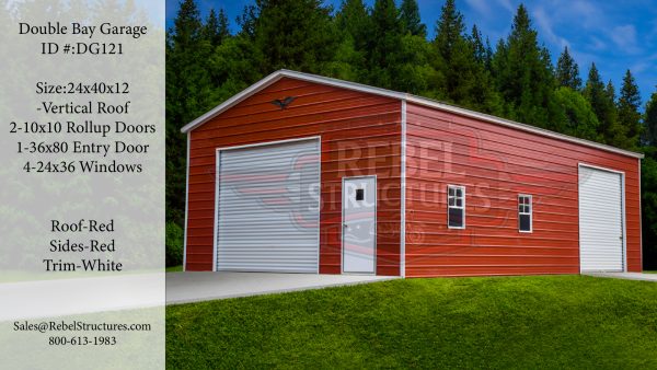 24x40x12 Double Steel Garage