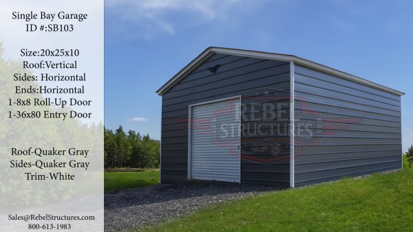 20x25x10 Single Bay Garage