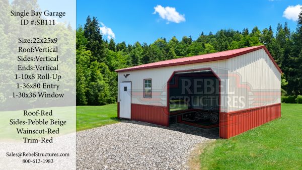 22x25x9 All Vertical Steel Garage