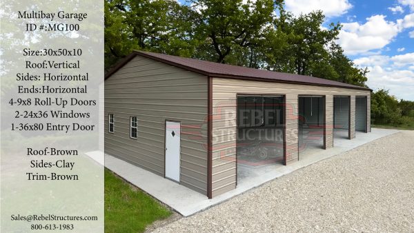 30x50x10 MultiBay Metal Garage